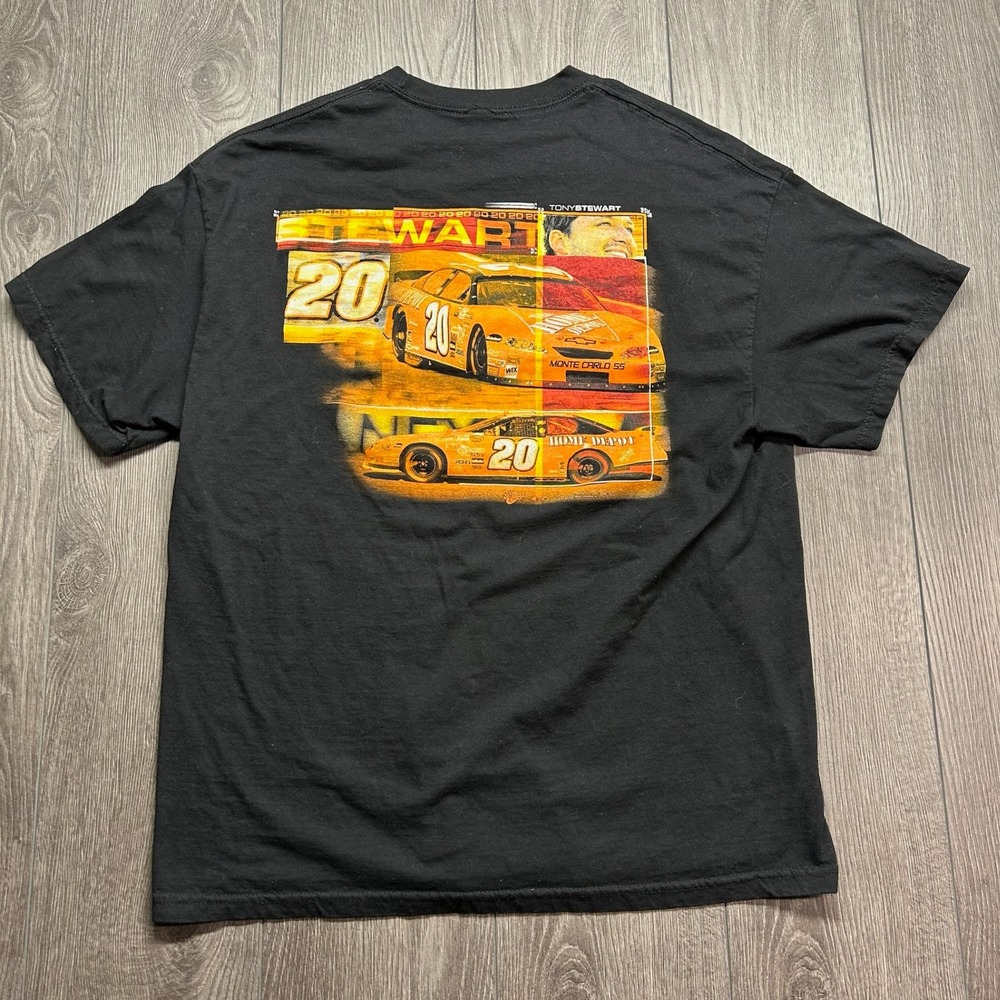 Vintage Tony Stewart NASCAR T-Shirt XL Black Home Depot #20 Racing Graphic Tee